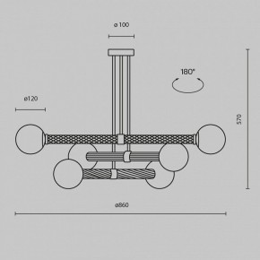 Люстра на штанге Maytoni Teatro MOD287PL-06BS в Нягани - nyagan.mebel24.online | фото 3