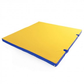 Мат гимнастический 1х1х0,08м с вырезом под стойки цв. синий-желтый в Нягани - nyagan.mebel24.online | фото 1