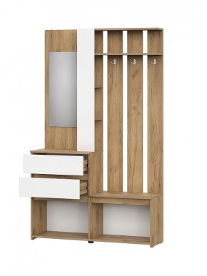 НЕКСТ 1 Вешалка с зеркалом (Дуб Золотой/Белый) в Нягани - nyagan.mebel24.online | фото 2