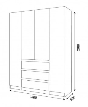 ПАРУС Шкаф 4-х ств. 1600 в Нягани - nyagan.mebel24.online | фото 3