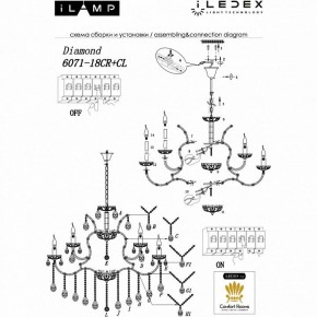 Подвесная люстра iLamp Diamond 6071-18 CR+CL в Нягани - nyagan.mebel24.online | фото 2