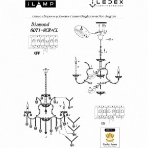 Подвесная люстра iLamp Diamond 6071-8 CR+CL в Нягани - nyagan.mebel24.online | фото 2