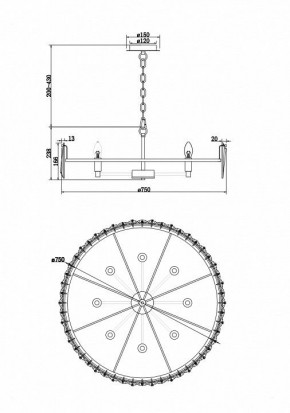 Подвесной светильник Maytoni Puntes MOD043PL-08CH в Нягани - nyagan.mebel24.online | фото 4