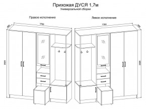 Прихожая Дуся 1.7 УНИ (Дуб Бунратти/Белый Бриллиант) в Нягани - nyagan.mebel24.online | фото 2