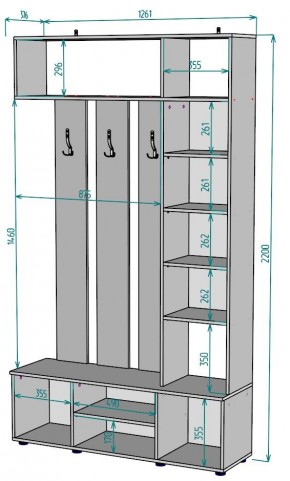 Прихожая с зеркалом V19_M в Нягани - nyagan.mebel24.online | фото 2