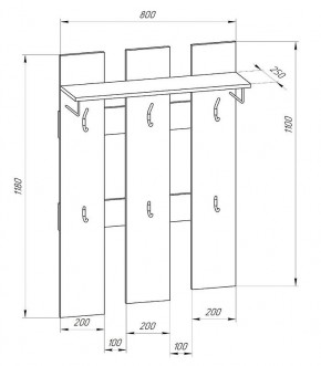 Прихожая-вешалка большая 800 в Нягани - nyagan.mebel24.online | фото 2