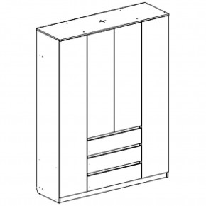 Шкаф 4-ств. с 3 ящиками "Бьянко" в Нягани - nyagan.mebel24.online | фото 3