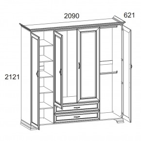 Шкаф 4D2S Z, TIFFANY, цвет вудлайн кремовый в Нягани - nyagan.mebel24.online | фото 1