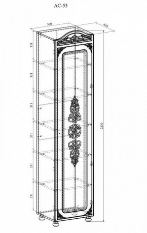 Шкаф для белья Ассоль АС-53К в Нягани - nyagan.mebel24.online | фото 3