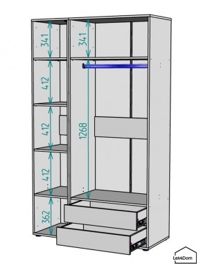 Шкаф Linnea MHR-3-2 2050х1200х510 (ДВ-М 11.1.25) в Нягани - nyagan.mebel24.online | фото 3