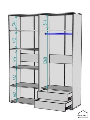 Шкаф Linnea MHR-4-2 2050х1600х510 (Графит-М 11.1.25) в Нягани - nyagan.mebel24.online | фото 3