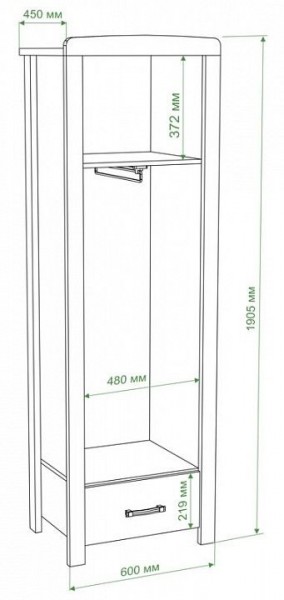 Шкаф платяной Бартоло Ш1Д в Нягани - nyagan.mebel24.online | фото 2