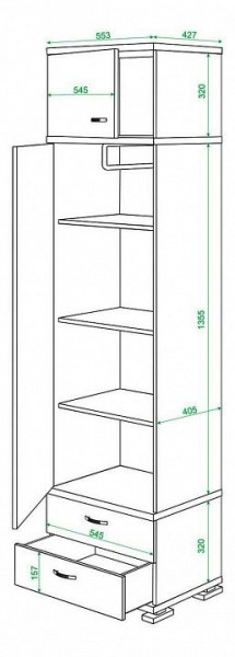 Шкаф платяной Домино КС-10 в Нягани - nyagan.mebel24.online | фото 3