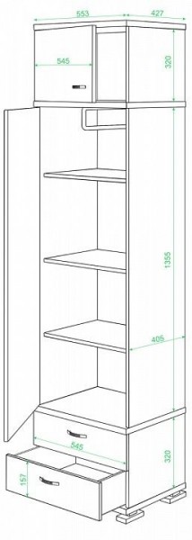 Шкаф платяной Домино КС-10 в Нягани - nyagan.mebel24.online | фото 2