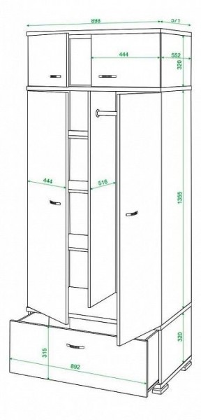Шкаф платяной Домино КС-20 в Нягани - nyagan.mebel24.online | фото 3