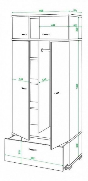 Шкаф платяной Домино КС-20 в Нягани - nyagan.mebel24.online | фото 3