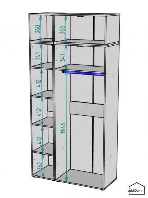 Шкаф с антресолью Linnea MHR-3POA-1 2450х1200х510 (Белый-М 11.1.1) в Нягани - nyagan.mebel24.online | фото 3