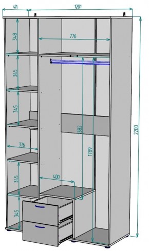 Шкаф с зеркалом Ольга H54_M в Нягани - nyagan.mebel24.online | фото 2