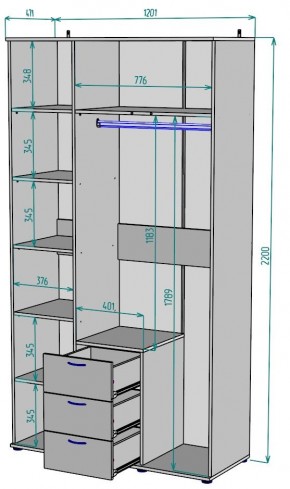 Шкаф с зеркалом Ольга H57_M в Нягани - nyagan.mebel24.online | фото 2