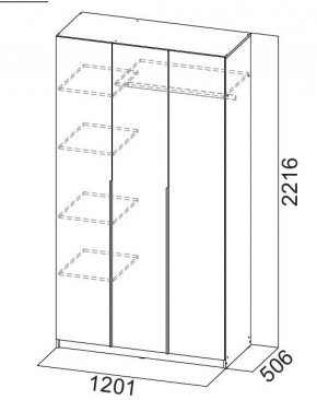 Шкаф ШК-5 (1200) Белый текстурный в Нягани - nyagan.mebel24.online | фото