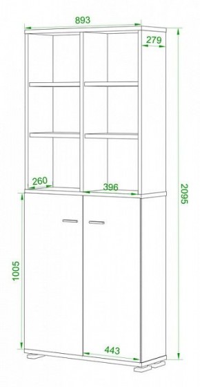 Стеллаж комбинированный Домино Лайт ПУ-30-4 в Нягани - nyagan.mebel24.online | фото 2