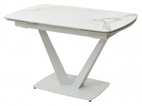 Стол ALATRI 120 GLOSS STATUARIO WHITE SOLID CERAMIC / WHITE, ®DISAUR в Нягани - nyagan.mebel24.online | фото 1
