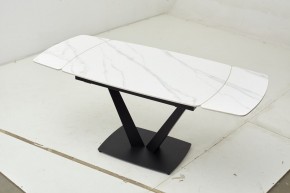 Стол ALATRI 120 MATT WHITE MARBLE SOLID CERAMIC / BLACK, ®DISAUR в Нягани - nyagan.mebel24.online | фото 1