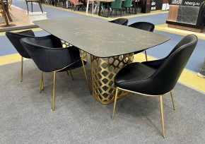 Стол CHIAVARI 220 KL-116 Черный мрамор матовый, итальянская керамика / бронзовый, ®DISAUR в Нягани - nyagan.mebel24.online | фото 2