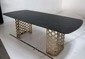 Стол CHIAVARI 220 KL-116 Черный мрамор матовый, итальянская керамика / бронзовый, ®DISAUR в Нягани - nyagan.mebel24.online | фото 4