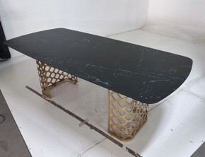 Стол CHIAVARI 220 KL-116 Черный мрамор матовый, итальянская керамика / бронзовый, ®DISAUR в Нягани - nyagan.mebel24.online | фото 6
