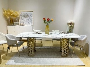 Стол CHIAVARI 220 KL-188 Контрастный мрамор матовый, итальянская керамика / Шампань, ®DISAUR в Нягани - nyagan.mebel24.online | фото 2