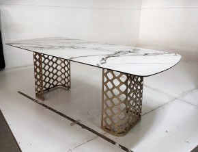 Стол CHIAVARI 220 KL-188 Контрастный мрамор матовый, итальянская керамика / Шампань, ®DISAUR в Нягани - nyagan.mebel24.online | фото 6
