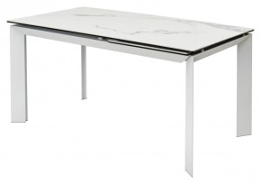 Стол CREMONA 140 HIGH GLOSS STATUARIO Белый мрамор глянцевый, керамика/ белый каркас, ®DISAUR в Нягани - nyagan.mebel24.online | фото 1
