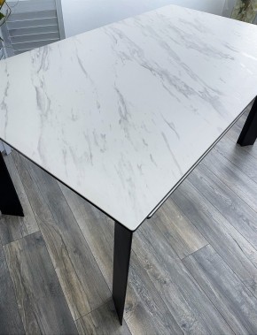 Стол CREMONA 140 KL-99 Белый мрамор матовый, итальянская керамика / черный каркас, ®DISAUR в Нягани - nyagan.mebel24.online | фото 3