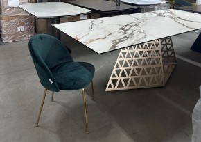 Стол ENNA 220 KL-188 Контрастный мрамор матовый, итальянская керамика/ каркас цвета шампань, ®DISAUR в Нягани - nyagan.mebel24.online | фото 8