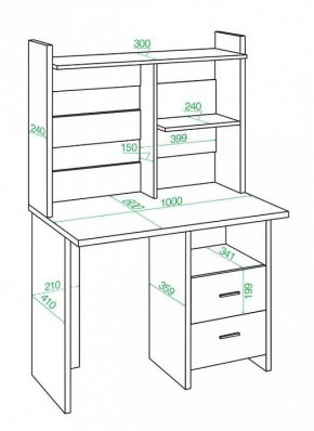 Стол компьютерный Домино Лайт СКЛ-Прям100+НКЛ-100 в Нягани - nyagan.mebel24.online | фото 2