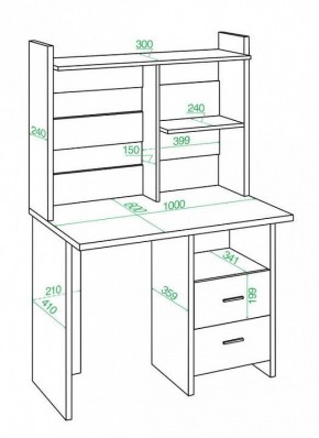 Стол компьютерный Домино Лайт СКЛ-Прям100+НКЛ-100 в Нягани - nyagan.mebel24.online | фото 2