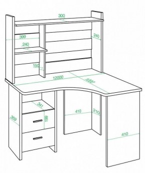 Стол компьютерный Домино Лайт СКЛ-Угл120+НКЛ-120 в Нягани - nyagan.mebel24.online | фото 3