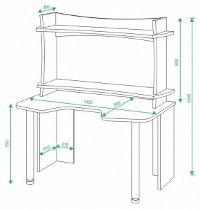 Стол компьютерный Домино lite СКЛ-Игр140 в Нягани - nyagan.mebel24.online | фото 2