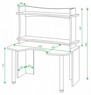 Стол компьютерный Домино Lite СКЛ-Игр140+НКИЛ140ВЛ в Нягани - nyagan.mebel24.online | фото 3