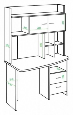 Стол компьютерный Домино Lite СКЛ-Крл120+НКЛХ-120 в Нягани - nyagan.mebel24.online | фото 2