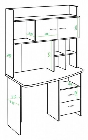 Стол компьютерный Домино Lite СКЛ-Крл120+НКЛХ-120 К ПРАВ в Нягани - nyagan.mebel24.online | фото 2