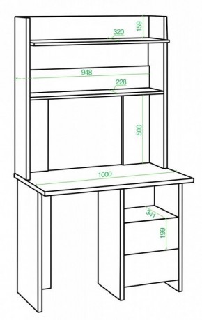 Стол компьютерный Домино Lite СКЛ-Прям100+НКЛХ-100 ВК в Нягани - nyagan.mebel24.online | фото 2
