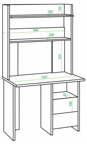 Стол компьютерный Домино Lite СКЛ-Прям100Р+НКЛХ-100 в Нягани - nyagan.mebel24.online | фото 2