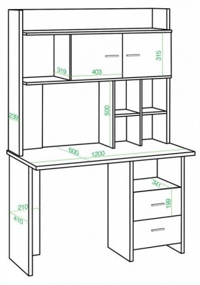 Стол компьютерный Домино Lite СКЛ-Прям120Р+НКЛХ-120 в Нягани - nyagan.mebel24.online | фото 2