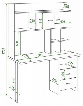 Стол компьютерный Домино Lite СКЛ-Прям130Р+НКЛХ-130 в Нягани - nyagan.mebel24.online | фото 2