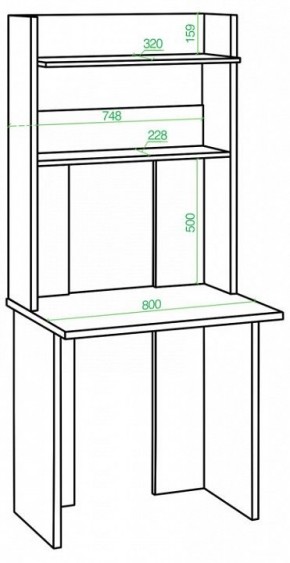 Стол компьютерный Домино Lite СКЛ-Прям80Р+НКЛХ в Нягани - nyagan.mebel24.online | фото 2