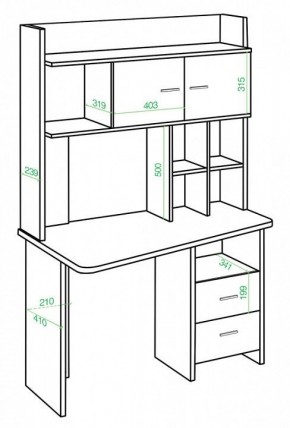 Стол компьютерный Домино Lite СКЛ-Трап120+НКЛХ-120 ШК ЛЕВ в Нягани - nyagan.mebel24.online | фото 2