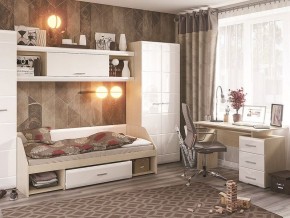 Стол компьютерный Симба Дуб белфорт-Белый глянец в Нягани - nyagan.mebel24.online | фото 3