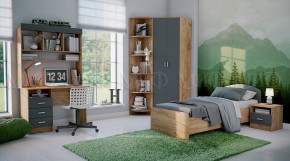 МАРТИНА Стол письменный с надстройкой (Графит/Дуб крафт) в Нягани - nyagan.mebel24.online | фото 2